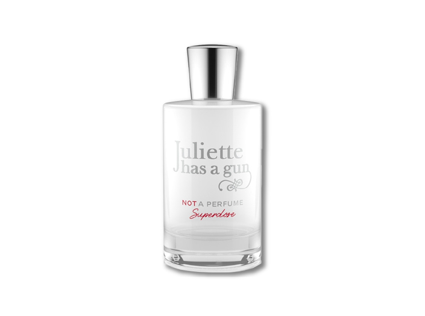 bottle of not a perfume superdose by juliette has a gun