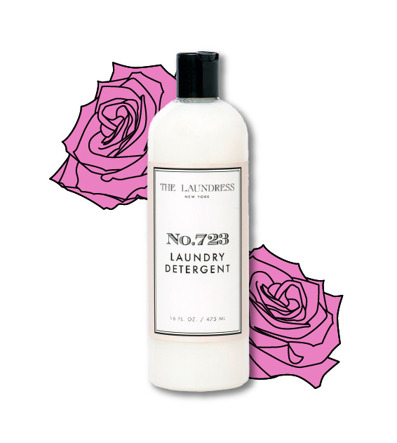 bottle of the laundress no 723 laundry detergent illustration of roses