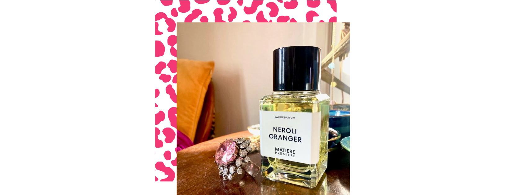 bottle of neroli oranger with alice edgeley's ring